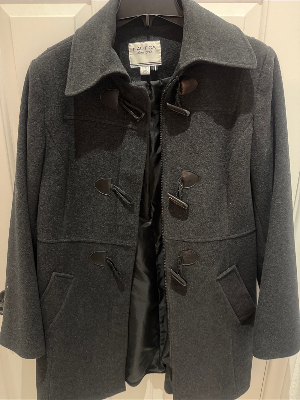 Nautica Women's Charcoal Toggle Wool Coat